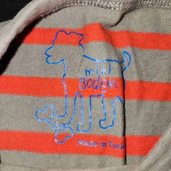 Mini Boden Boys‎ Red Gray Striped Long Sleeve Shirt 9 10 - Picture 2 of 2